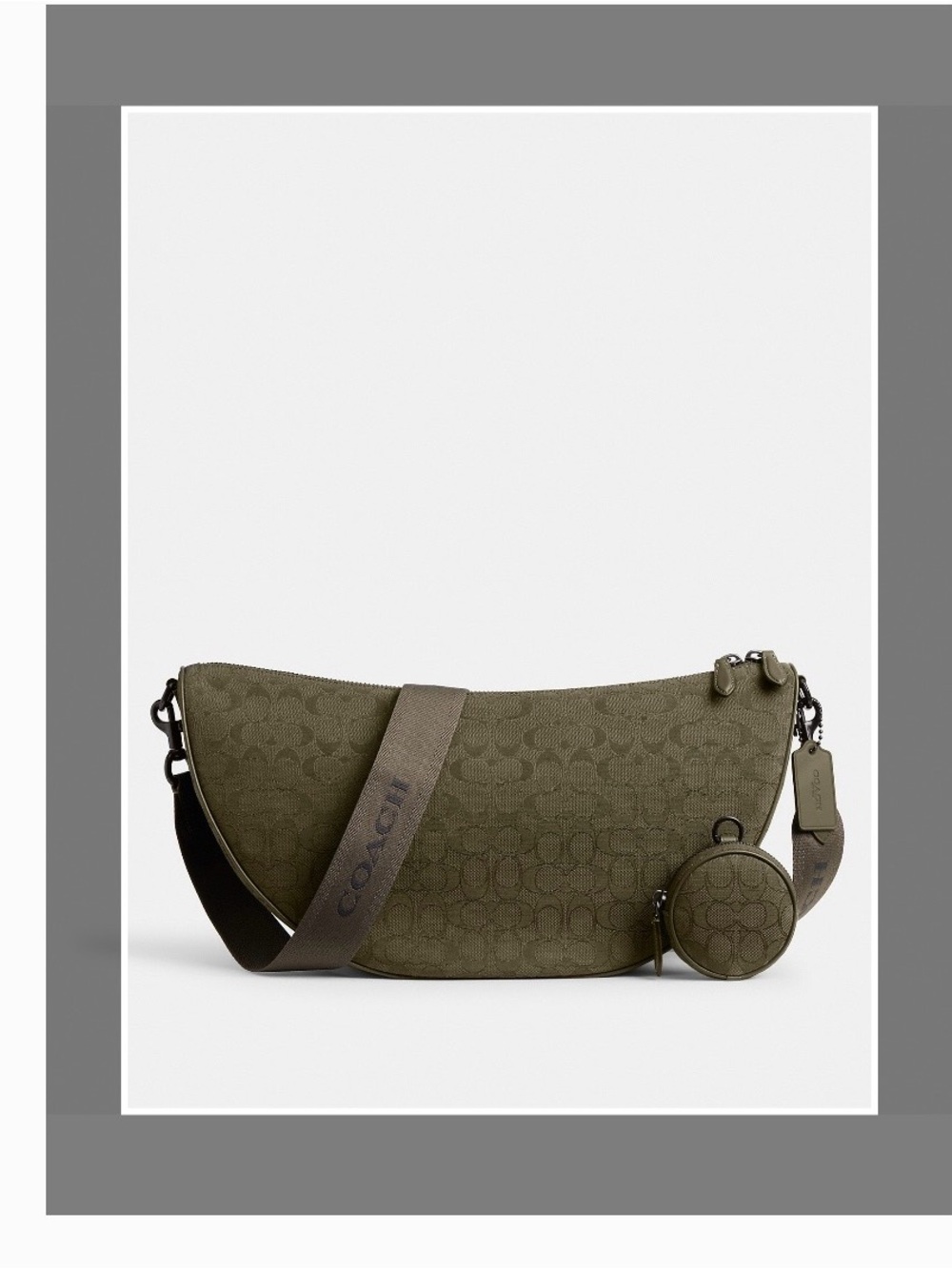Coach Olive Signature Crescent Belt Bag with Coin Pouch